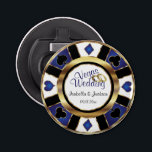 Las Vegas Styled Wedding - Gold, White & Blue Flasköppnare<br><div class="desc">Bottle Opener. Personalize Las Vegas Style Wedding - Gold, Blue and White. ✔Note: Not all template areas need changed. 📌If you need further customization, please click the "Click to Customize further" or "Customize or Edit Design" button and use our design tool to resize, rotate, change text color, add text and...</div>