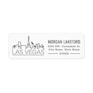 Las Vegas   Stylized Deco Skyline Returadress Etikett
