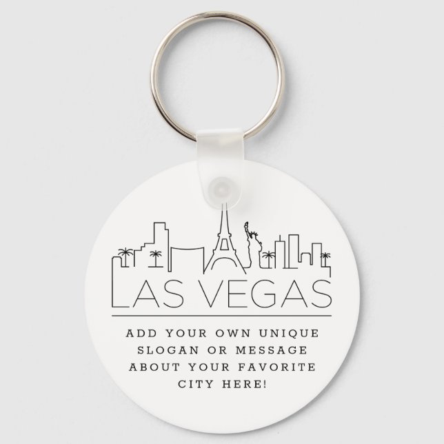 Las Vegas Stylized Skyline | Anpassningsbar Slogan Nyckelring (Framsida)