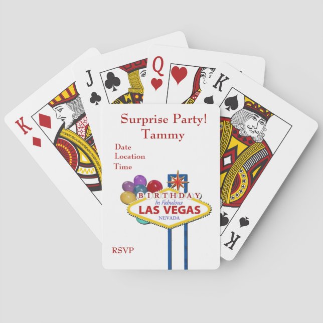 Las Vegas Surprise Födelsedagsfest-spelkort Kortlek (Baksidan)