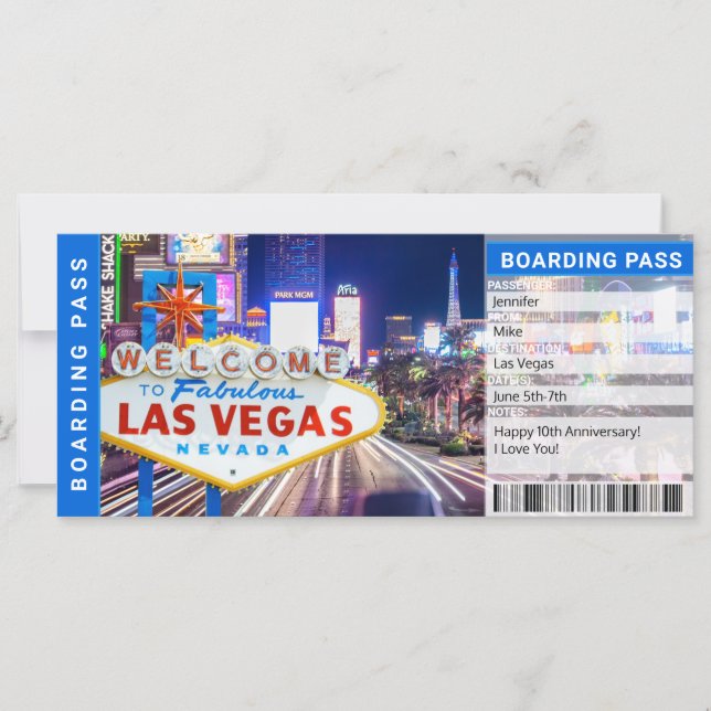 Las Vegas Surprise Resa Boarding Pass Gift Biljett (Framsida)