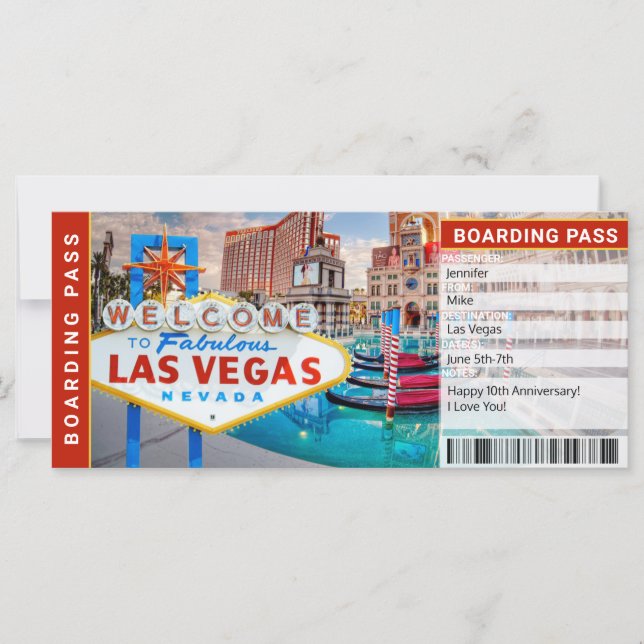 Las Vegas Surprise Resa Boarding Pass Gift Biljett (Framsida)