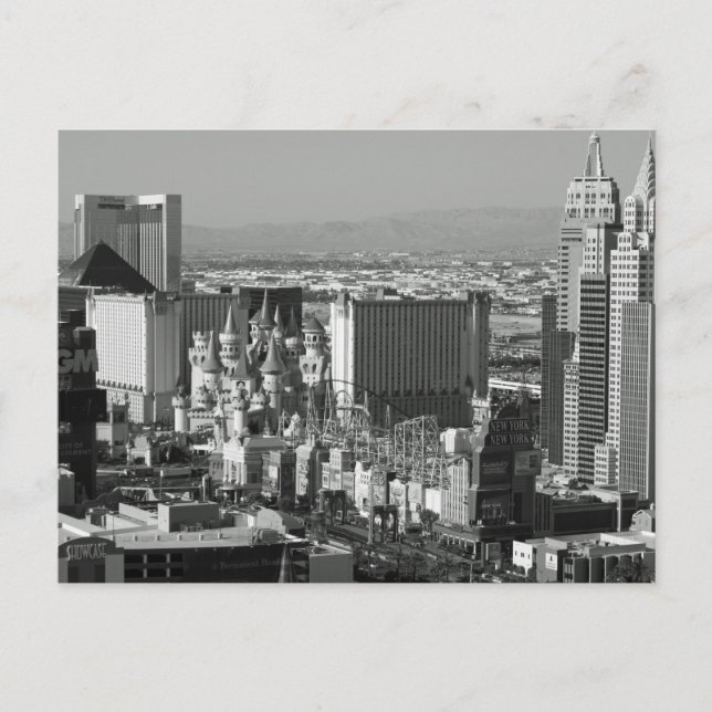 Las Vegas svartvitt foto Vykort (Framsida)