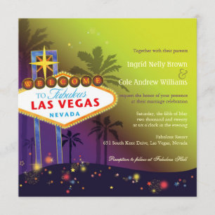 Las Vegas-tecken för destinationsbröllop Inbjudningar
