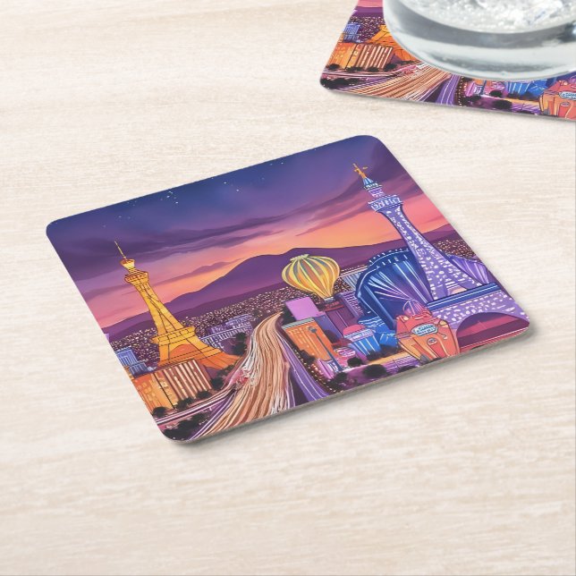 Las Vegas Temaparty Coasters Underlägg Papper Kvadrat (Vinklad)