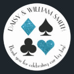 Las Vegas Theme Anpassningsbar Text Malibu Blue Gl Runt Klistermärke<br><div class="desc">Faux turcoise blue glitter och black card kostym cirkuleras av anpassade text som skapar denna perfekt för rundklistermärken för alla slags projekt och för tillfälle. Använda dem att märka favoriter för gäster i bröllop,  att stänga kuvert och mycket annat.</div>