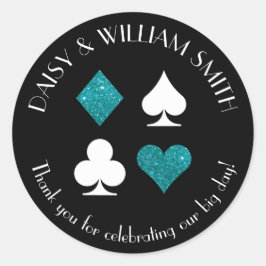 Las Vegas Theme Anpassningsbar Text Sticker Teal G Runt Klistermärke