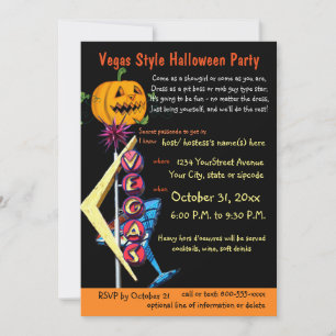 Las Vegas Theme Halloween fest Inbjudningar