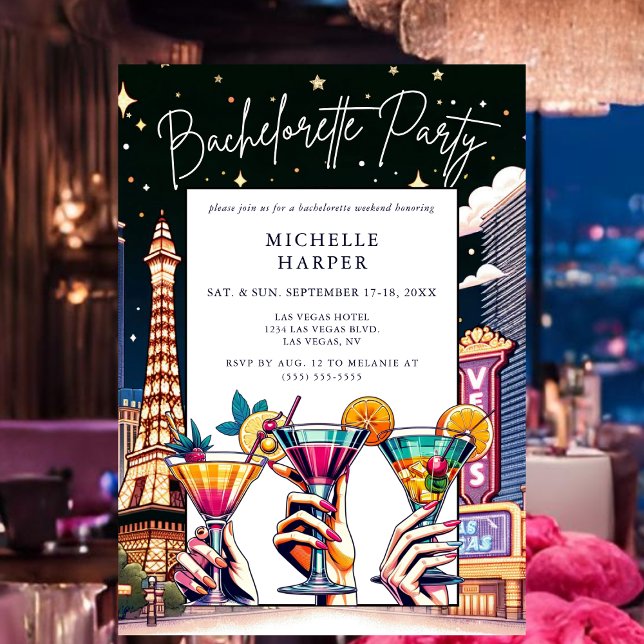 Las Vegas Thmet Bachelorette Party Inbjudningar (Vegas Themed Bachelorette Party Invitation.)