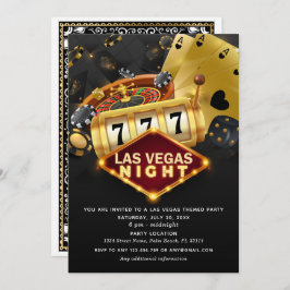 Las Vegas Thmet Party Black Guld Inbjudningar
