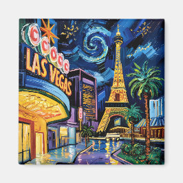 Las Vegas Travel Van Gogh Stil Casino Natten City Magnet