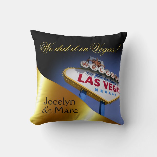 Las Vegas undertecknar Herr & Fru Nygift person | Kudde (Framsida)
