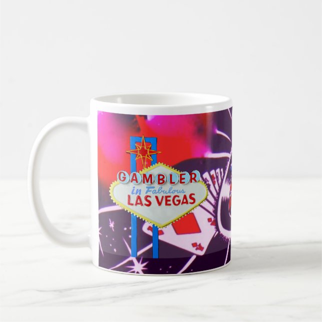 Las Vegas undertecknar med den kasinotärning och Kaffemugg (Vänster)