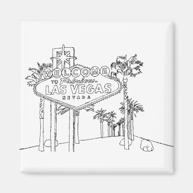 Las Vegas Vacation Teckning Vacation Art Traveling Magnet (Framsidan)