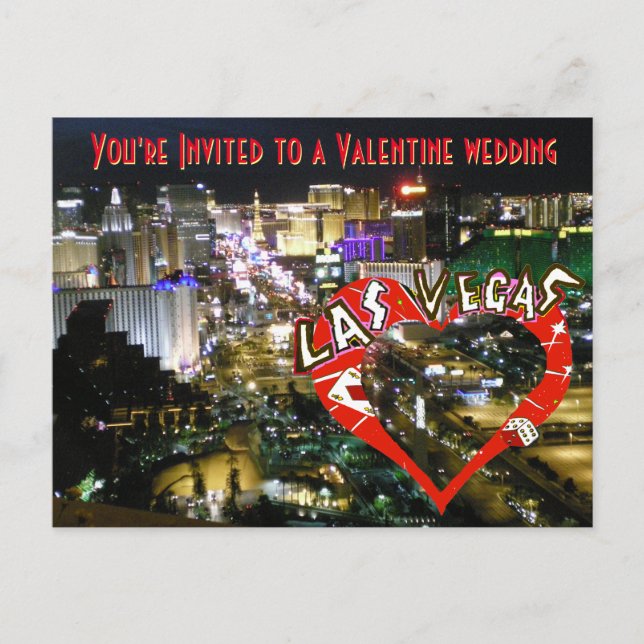 Las Vegas Valentine Bröllop Photo Announcement Inbjudan Vykort (Framsida)