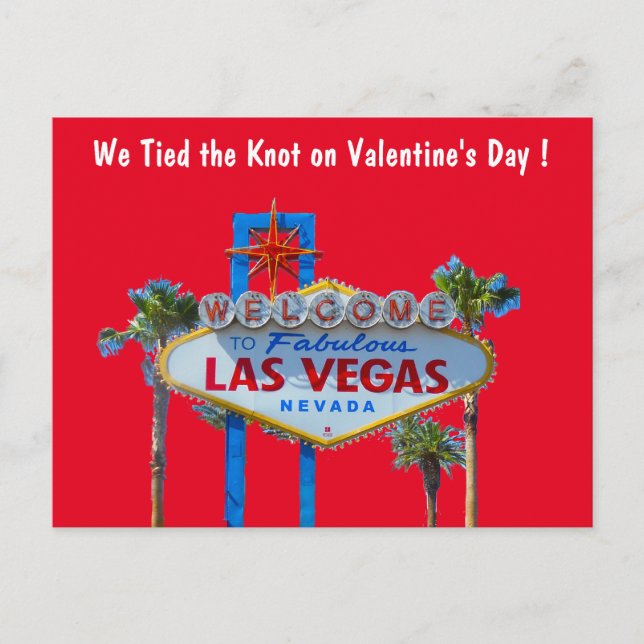 Las Vegas Valentine Bröllop Photo Announcement Meddelande Vykort (Framsida)