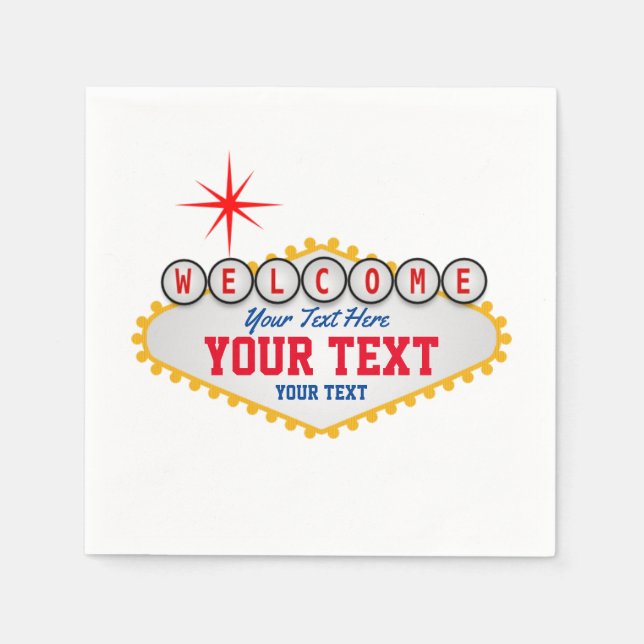 Las Vegas Välkommen att signera dina textblöjor Pappersservett (Framsidan)