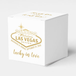 Las Vegas Välkomstsignatur Elegant Guld Bröllop Presentaskar