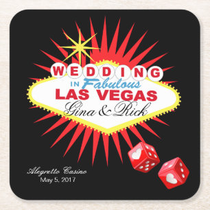 Las Vegas Välkomstsignering VÄLJ BAKGRUND FÄRG Underlägg Papper Kvadrat