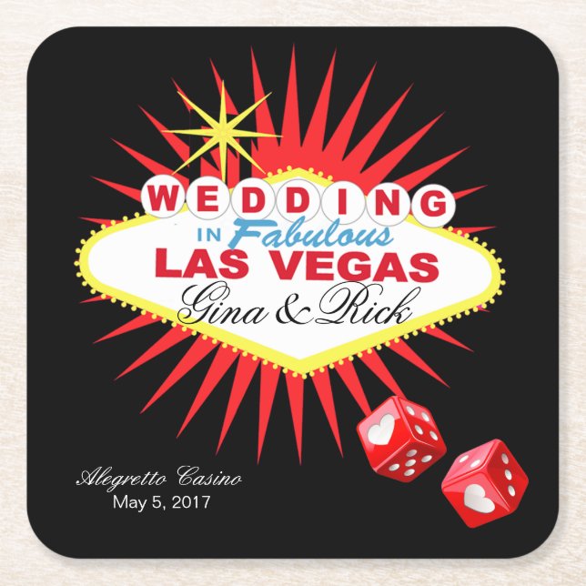 Las Vegas Välkomstsignering | VÄLJ BAKGRUND FÄRG Underlägg Papper Kvadrat (Framsidan)