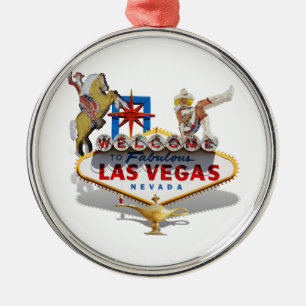 Las Vegas välkomstskylt Julgransprydnad Metall