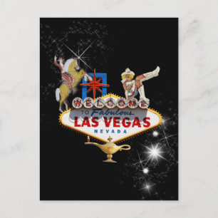 Las Vegas välkomstskylt mot stjärnig bakgrund Vykort