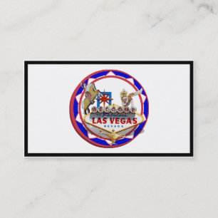 Las Vegas Välkomstskylt Red & Blue Poker Chip Visitkort