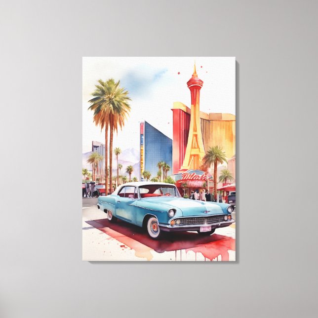 Las Vegas vattenfärgsart Canvastryck (Framsida)