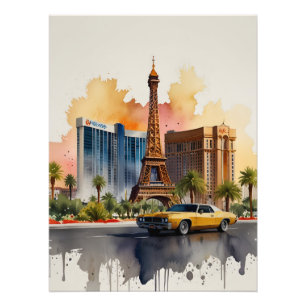 Las Vegas vattenfärgsart Fototryck