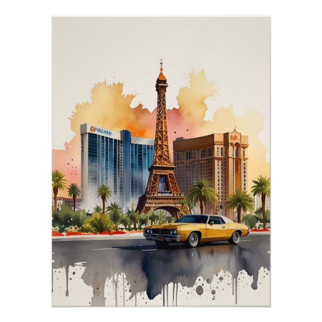 Las Vegas vattenfärgsart Fototryck (Framsidan)
