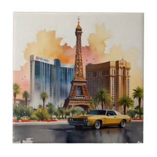 Las Vegas vattenfärgsart Kakelplatta