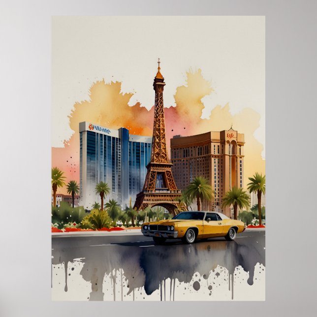 Las Vegas vattenfärgsart Poster (Framsidan)