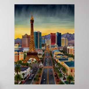 Las Vegas vattenfärgsart Poster