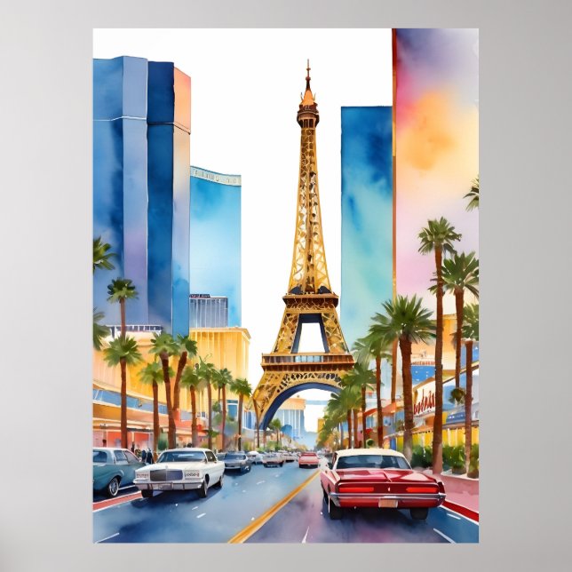 Las Vegas vattenfärgsart Poster (Framsidan)