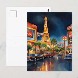 Las Vegas vattenfärgsart Vykort