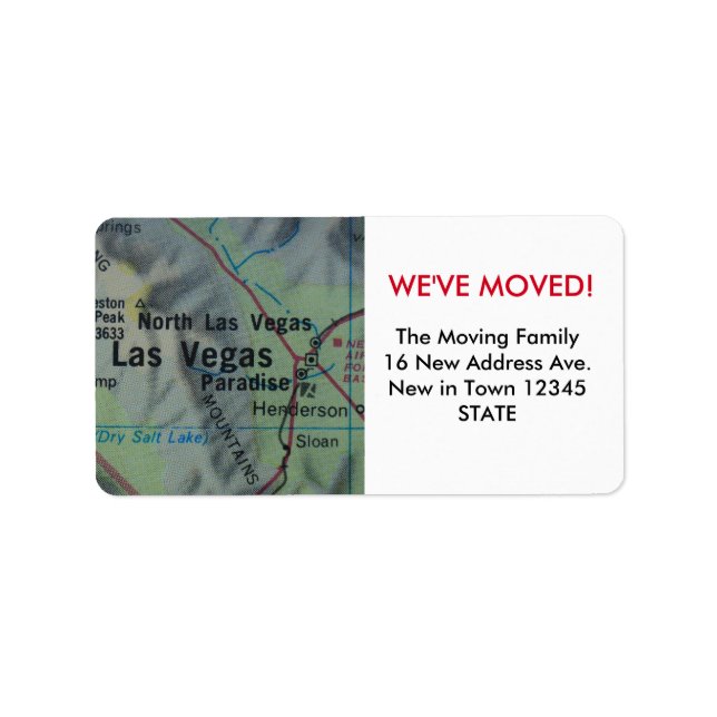 Las Vegas Vi har flyttat-etikett Adressetikett (Framsidan)