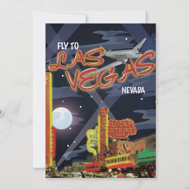 Las Vegas Vintage affisch Inbjudningar (Framsida)
