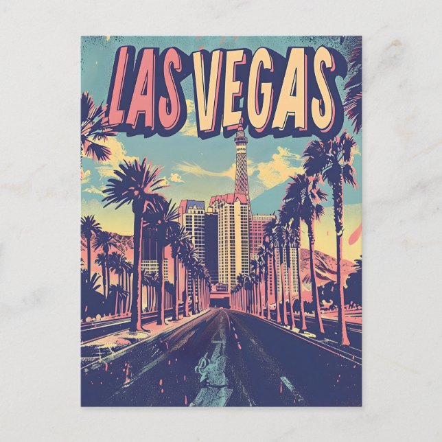 Las Vegas Vintage Art Vykort (Framsida)