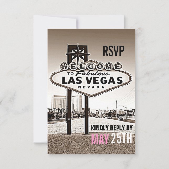 Las Vegas Vintage Sepia Modern Bröllop Svar på inb (Framsida)