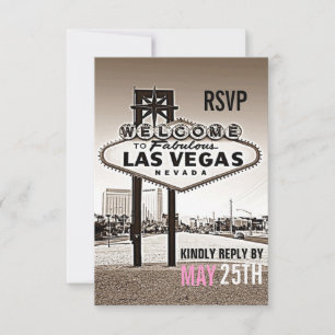 Las Vegas Vintage Sepia Modern Bröllop Svar på inb