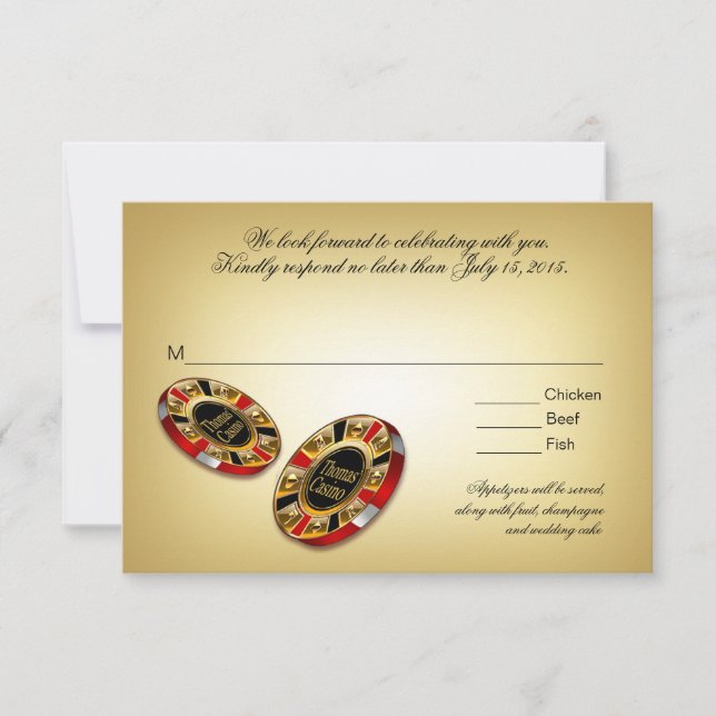 Las Vegas VIP RSVP-svar | röd OSA Kort (Framsida)