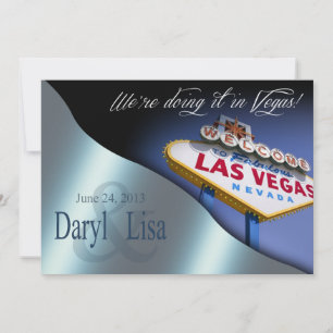 Las Vegas Wedding Reception metallblått Inbjudningar