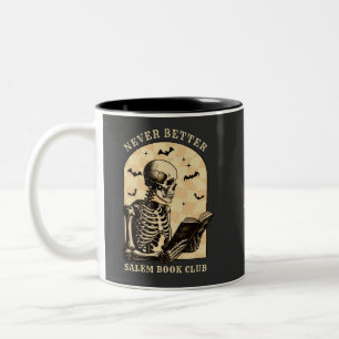 Läsa aldrig Klubb Skeleton Gothic Hallowee bättre Två-Tonad Mugg