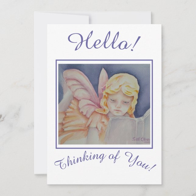 Läsa Angel Thinking of You Helgdag Card Julkort (Framsida)