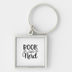 Läsa Art Bok Nerd Fyrkantig Silverfärgad Nyckelring