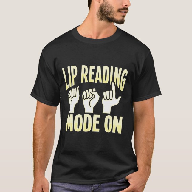 Läsa Asl Hand Gesture Döv Hearing Loss Awarene T Shirt (Framsida)