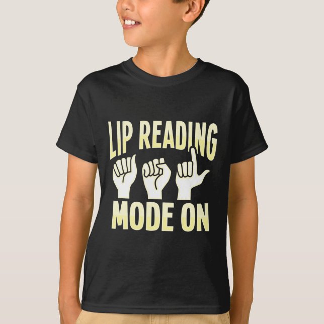 Läsa Asl Hand Gesture Döv Hearing Loss Awarene T Shirt (Framsida)