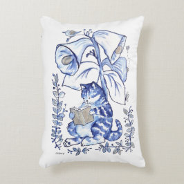 Läsa blått katt prydnadskudde