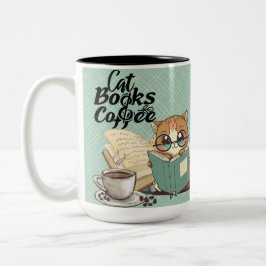 Läsa Bokar Cute Cat Coffee Två-Tonad Mugg