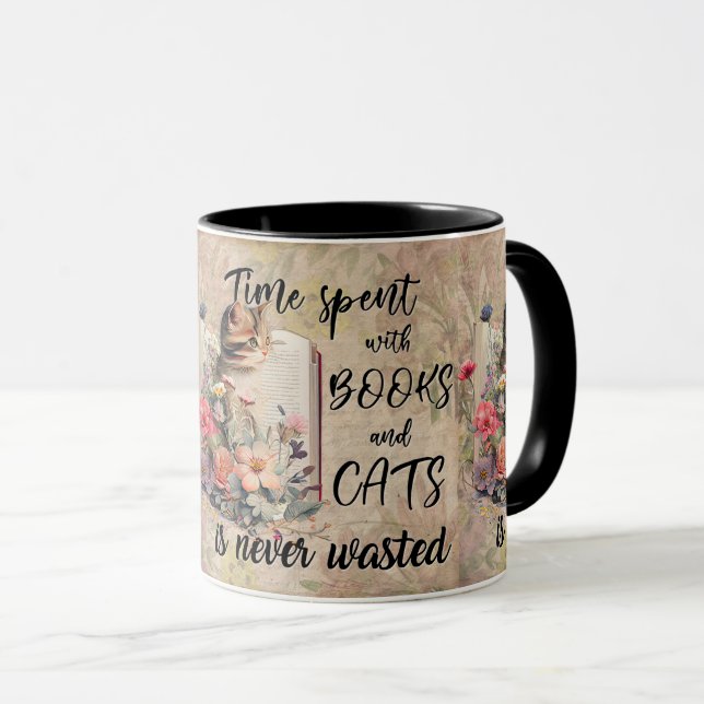 Läsa Bokar Cute Cats Animal Mugg (Framsida höger)